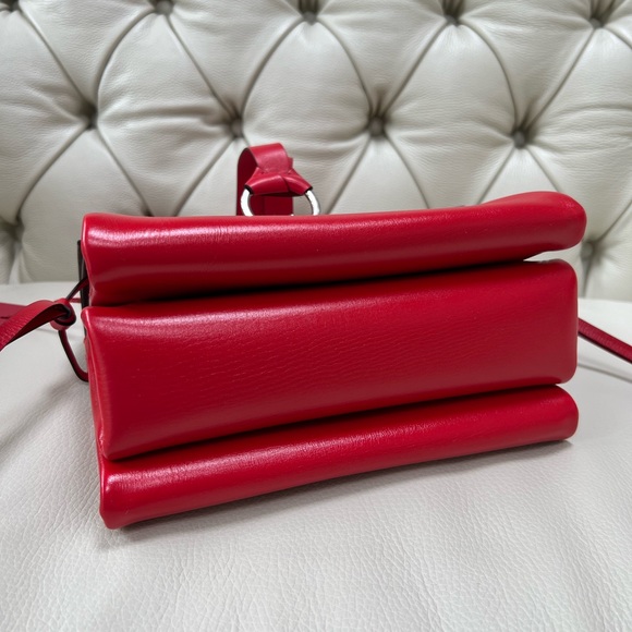 New Valentino LOVE V Ring Lipstick Red Leather Shoulder Bag Sold Out - Picture 11 of 13